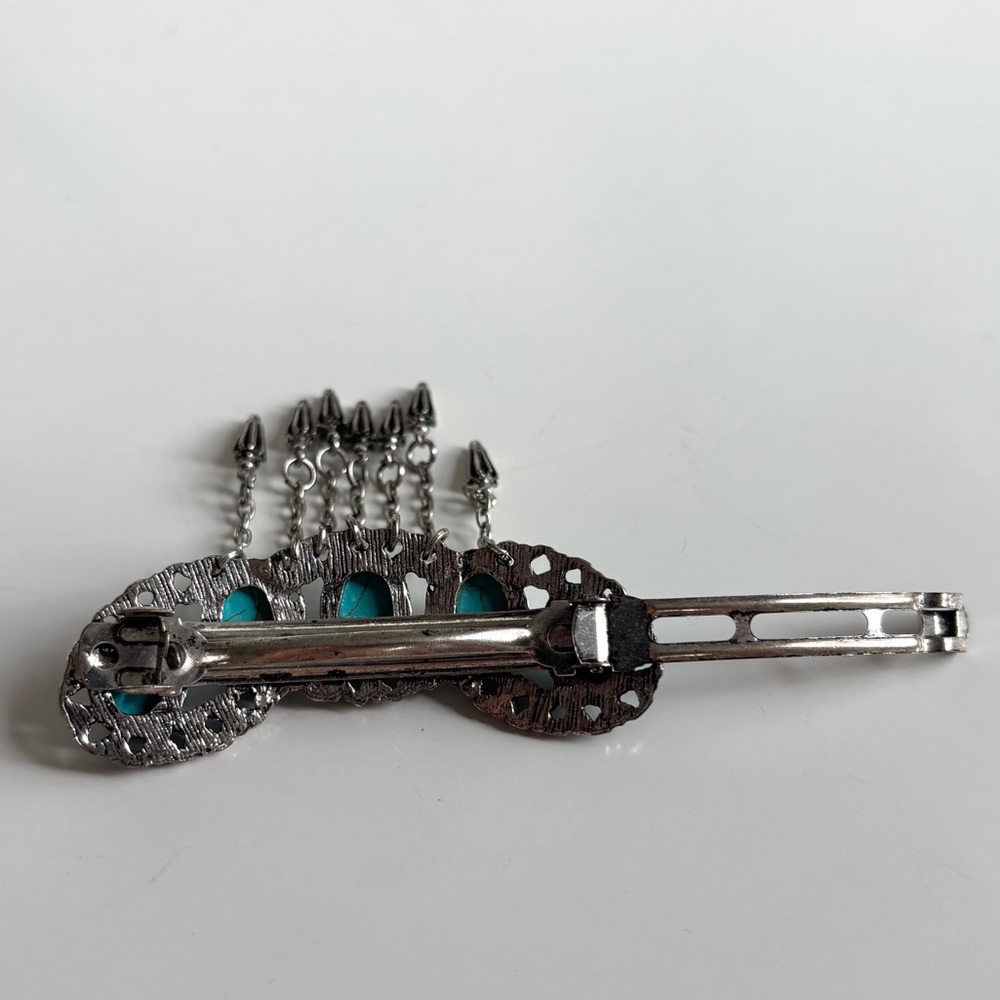 Free People Faux Turquoise Dangle Chain Barrette Hair Clip - Picture 8 of 8